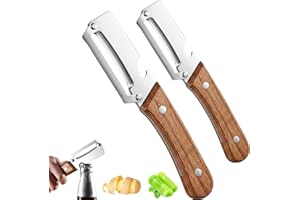 Xeaaou Multifunctional Vegetable Peeler - Zero Snag Wooden Peeler, 2-in-1 with Stainless Steel Blade & Bottle Opener for Frui