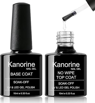 Kanorine Gel Nail Polish Base Coat and Top Coat Duo 2x10ml Shine Finish