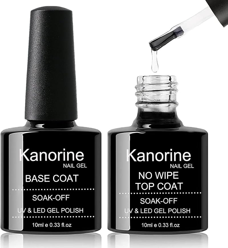 Kanorine Gel Nail Polish Base Coat and Top Coat Duo 2x10ml Shine Finish