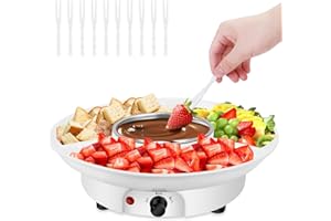 OUTAMATEUR 8.79oz MINI Electric Chocolate Melting Pot,Melting Fondue Set with 4PCS Forks,Cute Chocolate Fondue Fountain,Warmer Machine for Milk Chocolate,Cheese,Butter,Candy