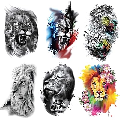 Buy Fake Lion Arm Tattoos 6 Sheet Large Lion Half Arm Sleeve Temporary Tattoo Stickers Adults Men Women Girls Kids Halloween Parties Online In Thailand B0ps169v