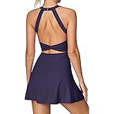 Heathyoga Tennis Dress with Built in Shorts and Bra Athletic Dress for Women Summer Cut Out Twisted Golf Workout Dress