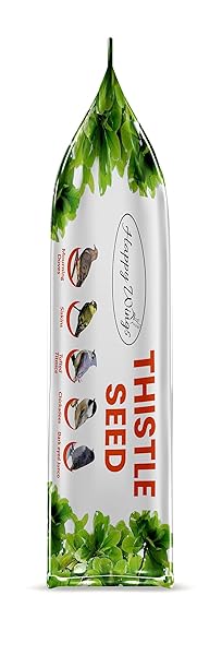 HAPPY WINGS NYJER THISTLE SEEDS FOR WILD BIRDS 15 LBS NO GROW PREMIUM BIRD SEED ATTRACTS FINCHES, GOLDFINCHES, IDEAL FOR YEAR-ROUND FEEDING HIGH IN PROTEIN AND ENERGY.