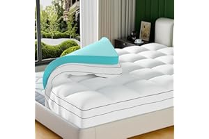 Dual Layer Memory Foam Mattress Topper King Size 4 Inch with 2 Inch Cooling Gel Memory Foam Plus 2 Inch Fluffy Pillow Top Mat