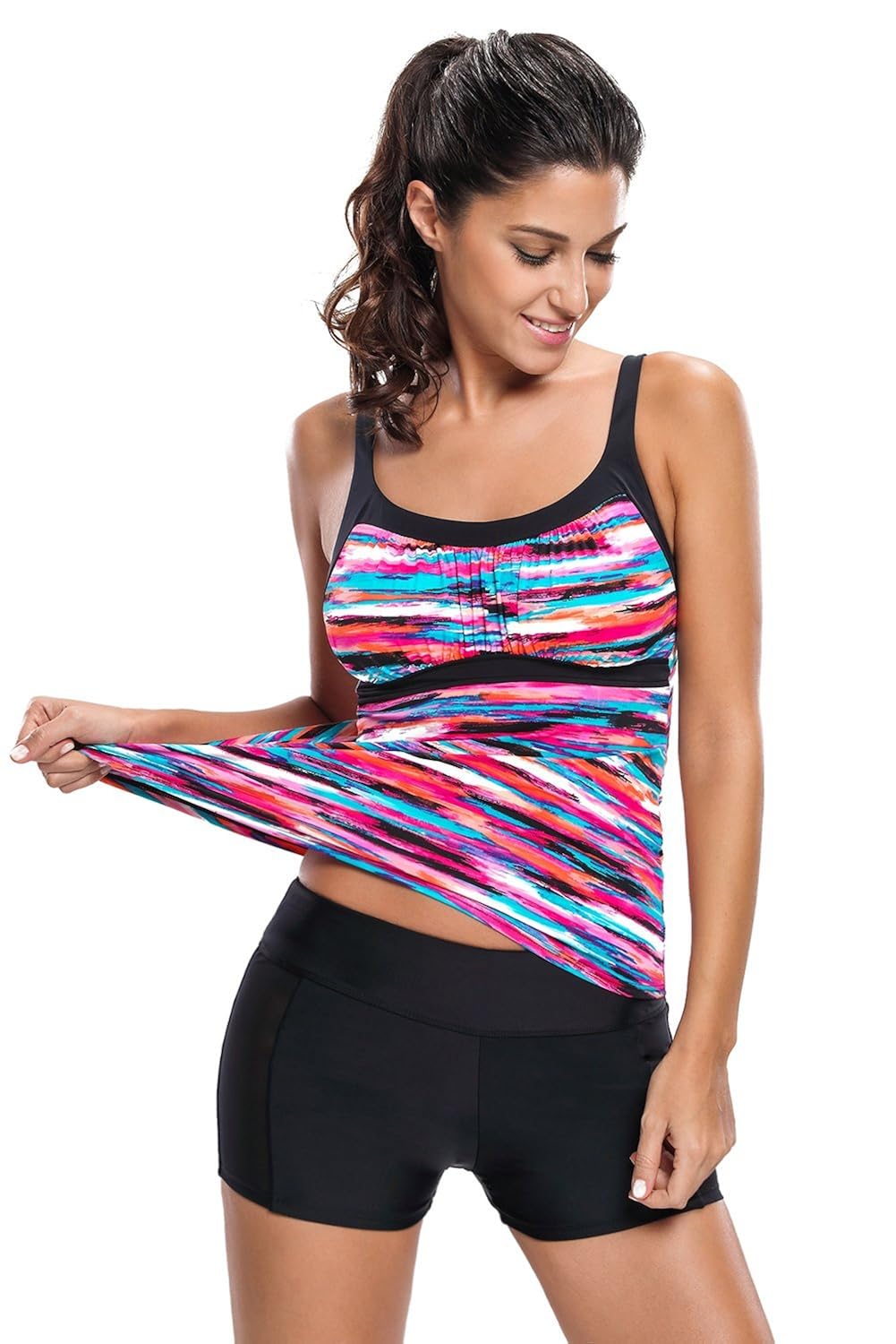 boldgal women's bathing sleeveless swimwear fuzzy pattern beach top (multi-coloured)