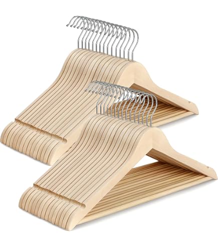 TOPIA HANGER Wooden Pants Hangers With Clips | 20 Pack - Adjustable, Non-Slip, 360° Swivel Hook - View #12