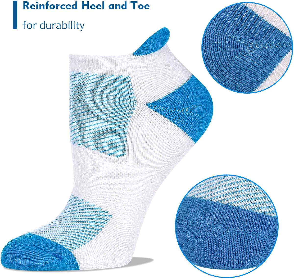 Heatuff Womens Low Cut Ankle Athletic Socks Cushioned Running Performance Breathable Tab Sock 6 Pack: Clothing