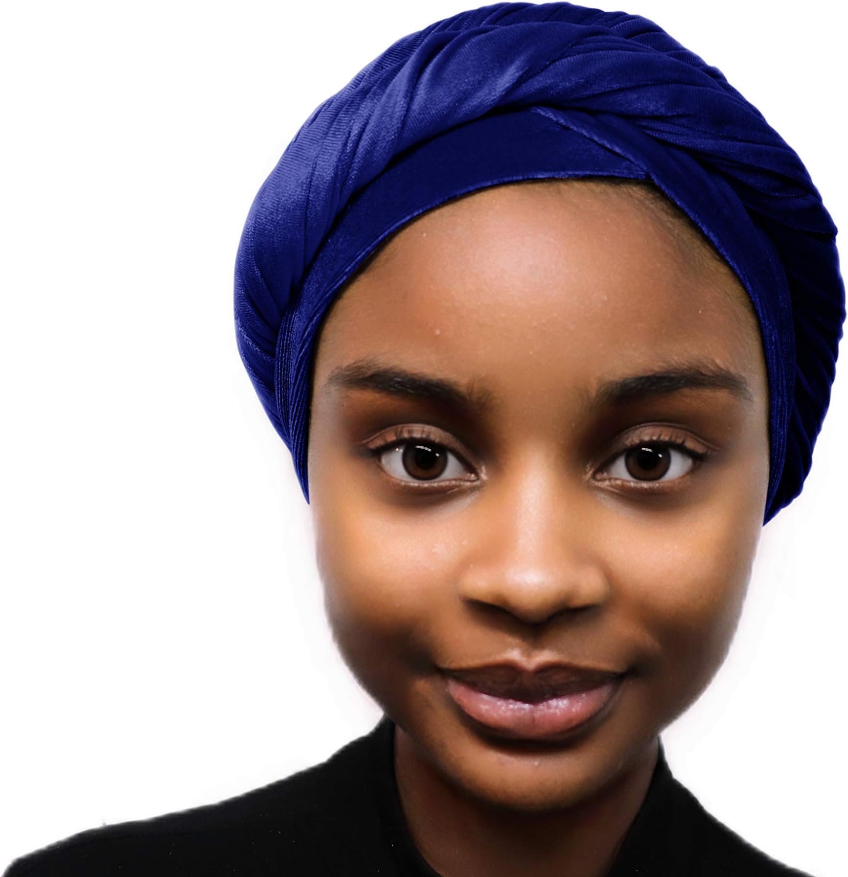 Quality Double Velvet long tail head band head wrap cap, extra long head wrap turban, (Navy)