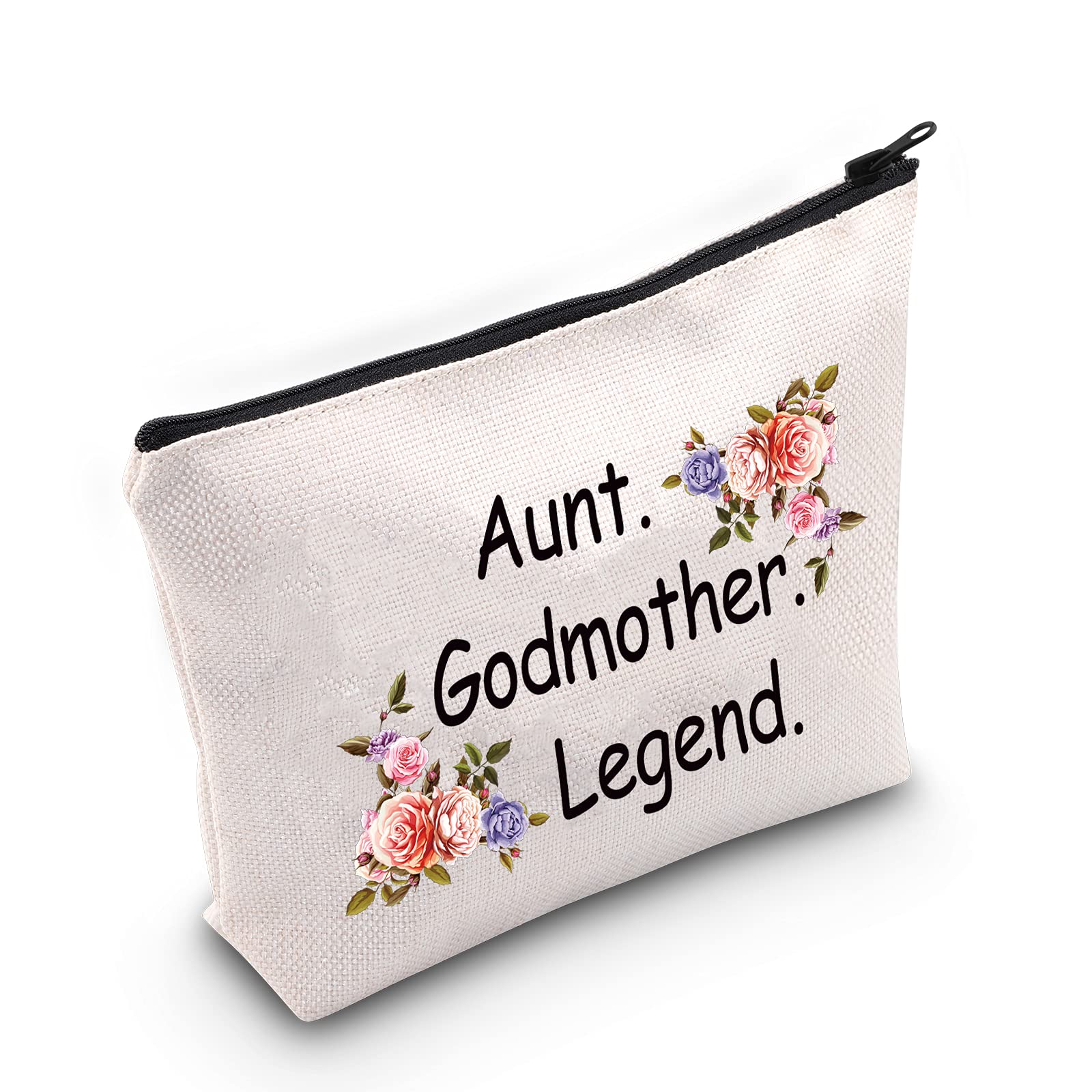 LEVLO Godmother Aunt Makeup Bags Godmother Gifts Aunt Godmother Legend from Godchild Baptism Christening Gift, Aunt Godmother Legend