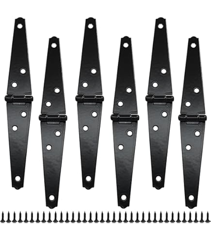 Sourcing Map 2uds T-Correa Puerta Bisagras, 8" Forjada T Cobertizo Puerta Bisagras Hierro Herraje Para Madera Granero, Valla, Patio Puerta Bisagras (Negro