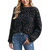Wyeysyt Womens Sweaters Oversized Rainbow Pom Chunky Sweater Colorful Long Sleeve Knit Pullover Tops