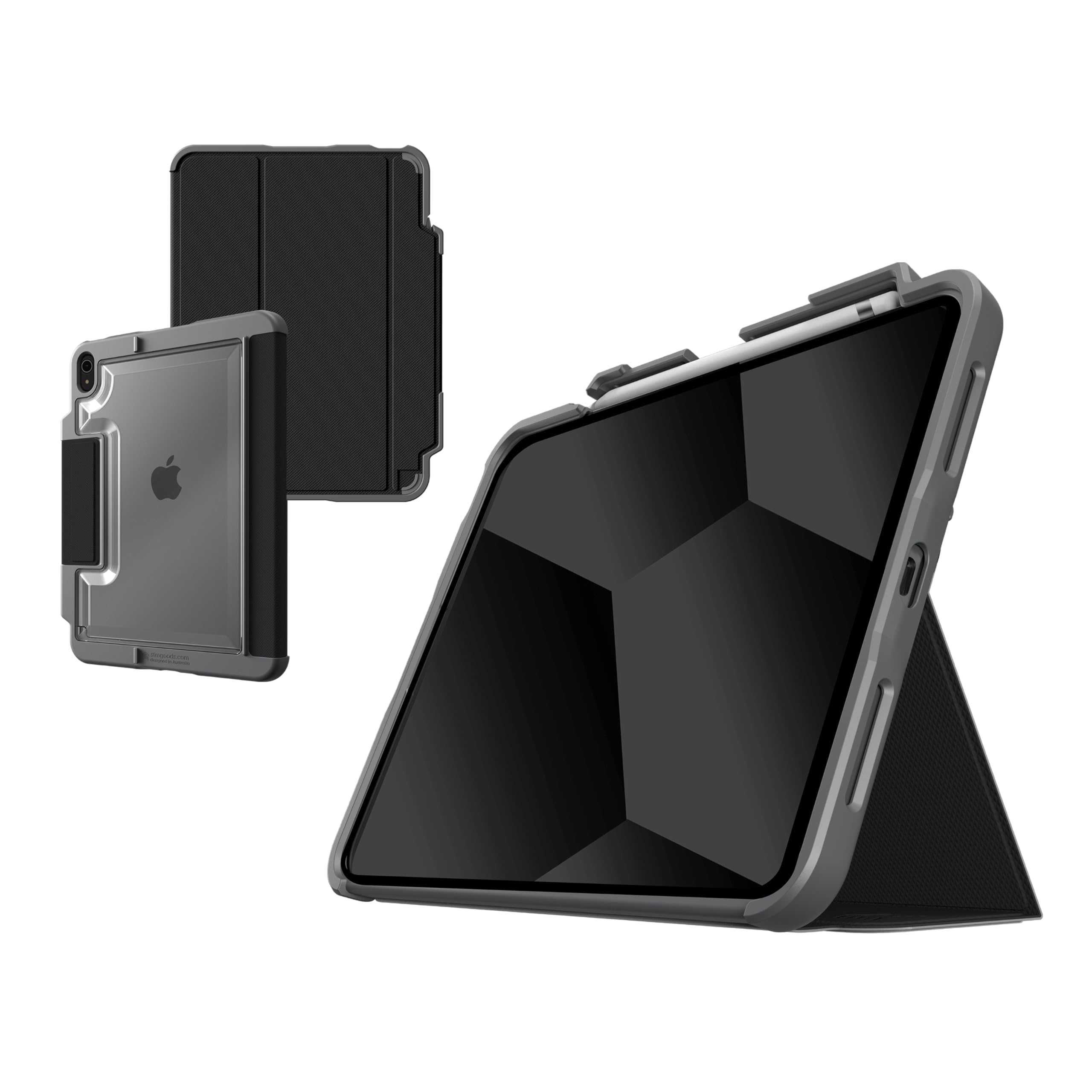 STM Dux Plus Protective Case Compatible with Apple iPad 10.9 Inch A16/10th Generation (2022) Black (Military Standard, Apple Pencil Compartment, Stand Function, Wake/Sleep Support)