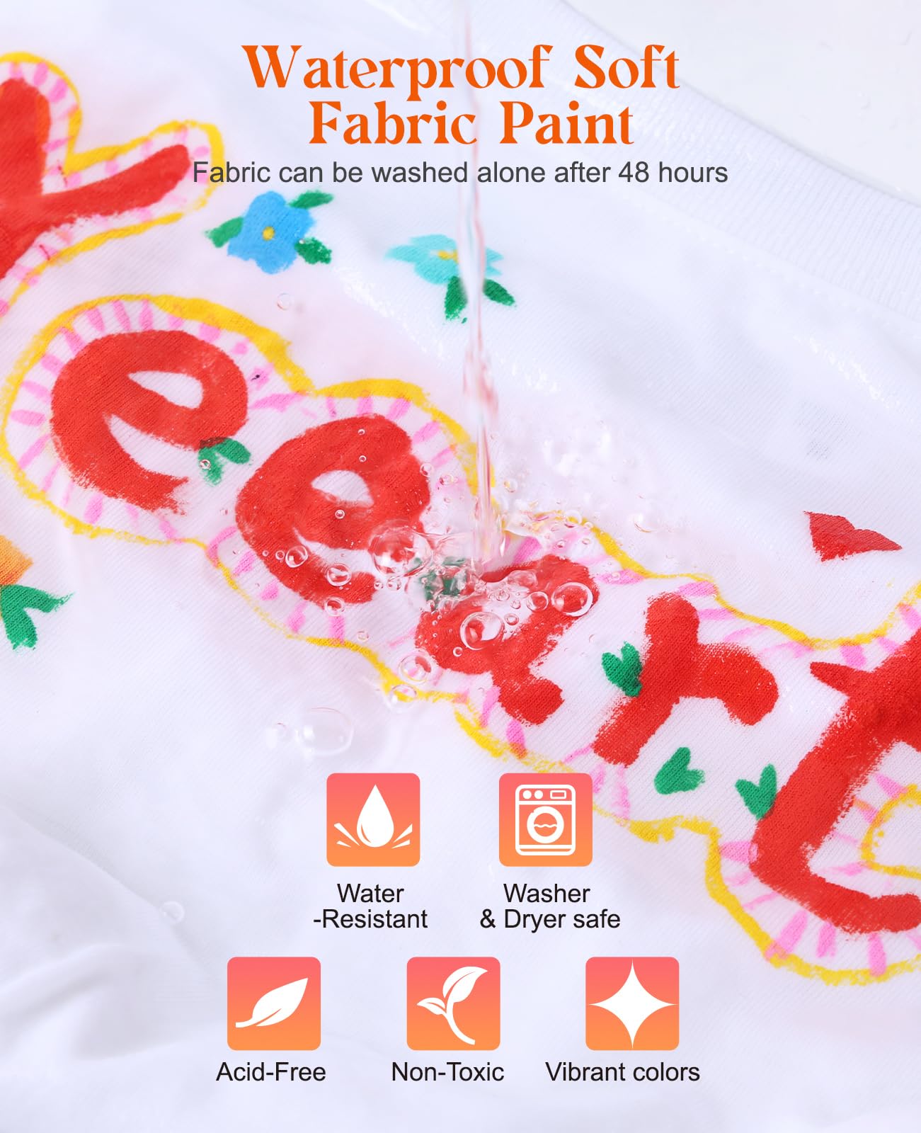 Fabric Paint, Yeeart 20 Colors Permanent Soft Fabric Paint Set for Clothes in Bottles (60ml/2oz) with 10 Brushes, Palette, Non-Toxic Textile Paint Art Supplies for Clothes, Canvas, T-Shirts, Jeans, Bags & Art Crafts