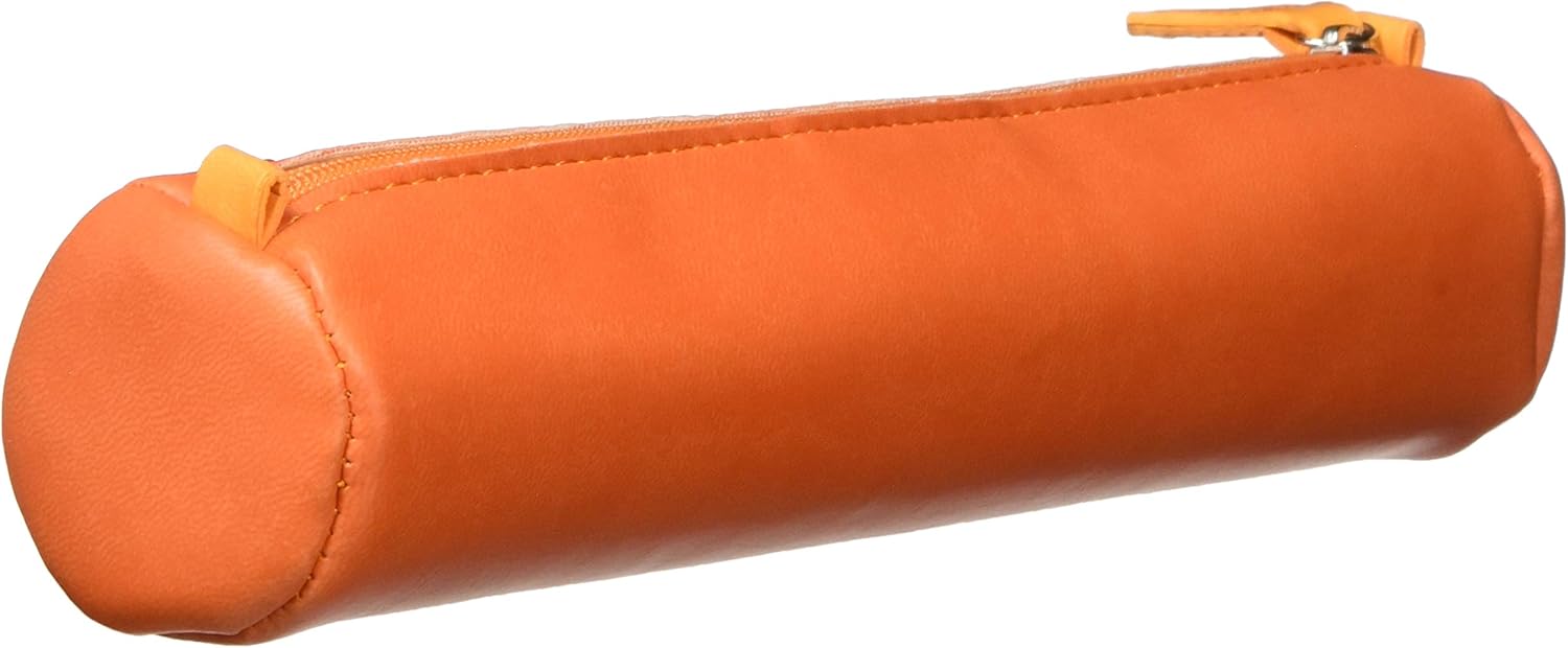 RHODIA 318994C, Rhodiarama Tangerine Round Pencil Case, 21.5 x 5.5 cm, Genuine Orange Stitching, Ivory Jersey Interior - Image 3