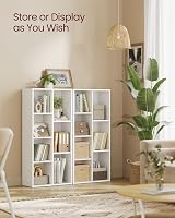 VASAGLE Bookcase 7 Compartments Cloud White LBC27WT Standing Shelf view 3