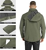 33,000ft Men’s Softshell Waterproof Jacket Olive Green 3XL Fleece Lining view 2