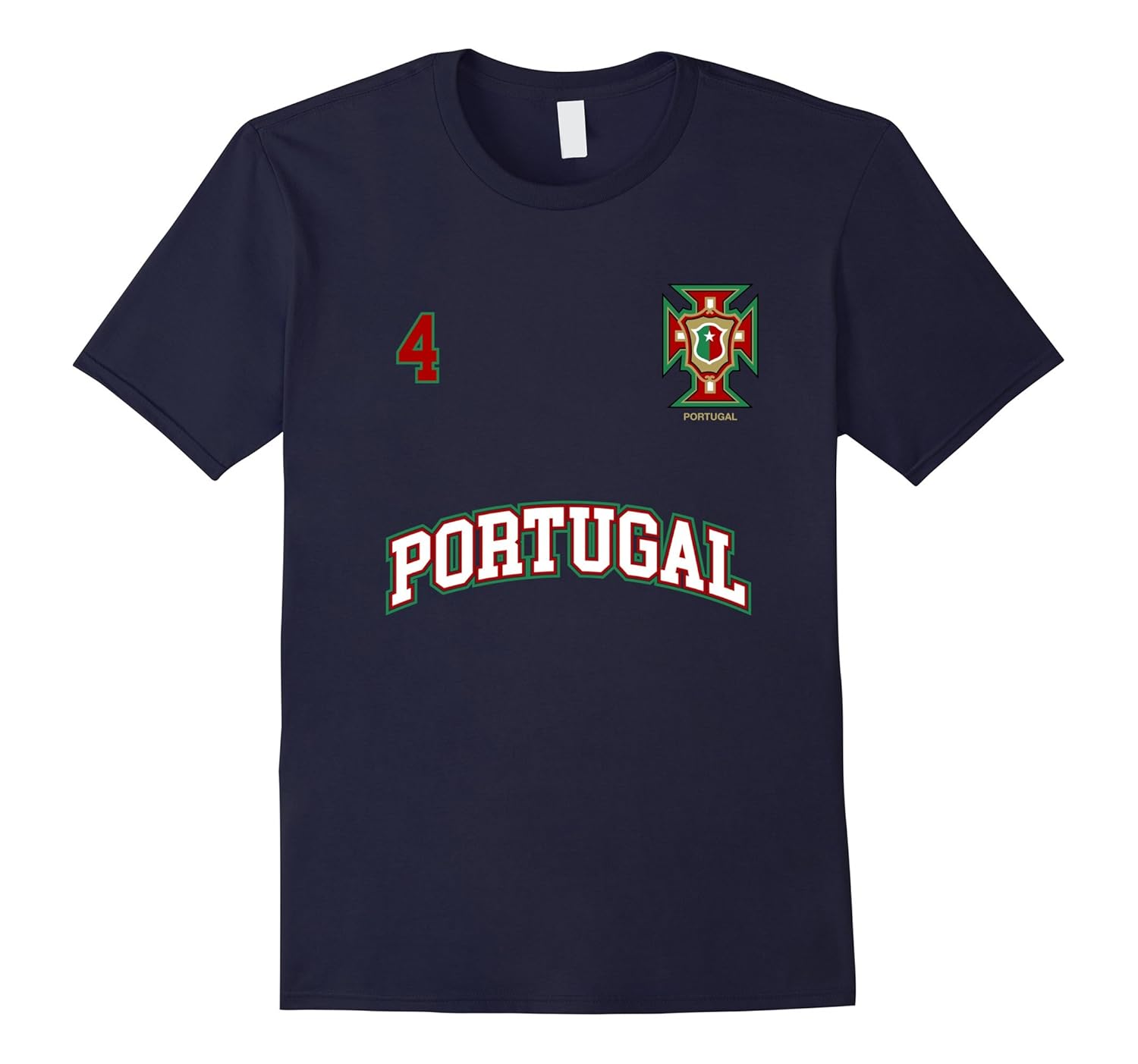 Portugal Shirt Number 4 Soccer Team Sports Portuguese Flag-Rose