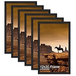 A PLUS MAX 12x20 Picture Frame Set of 6, Black