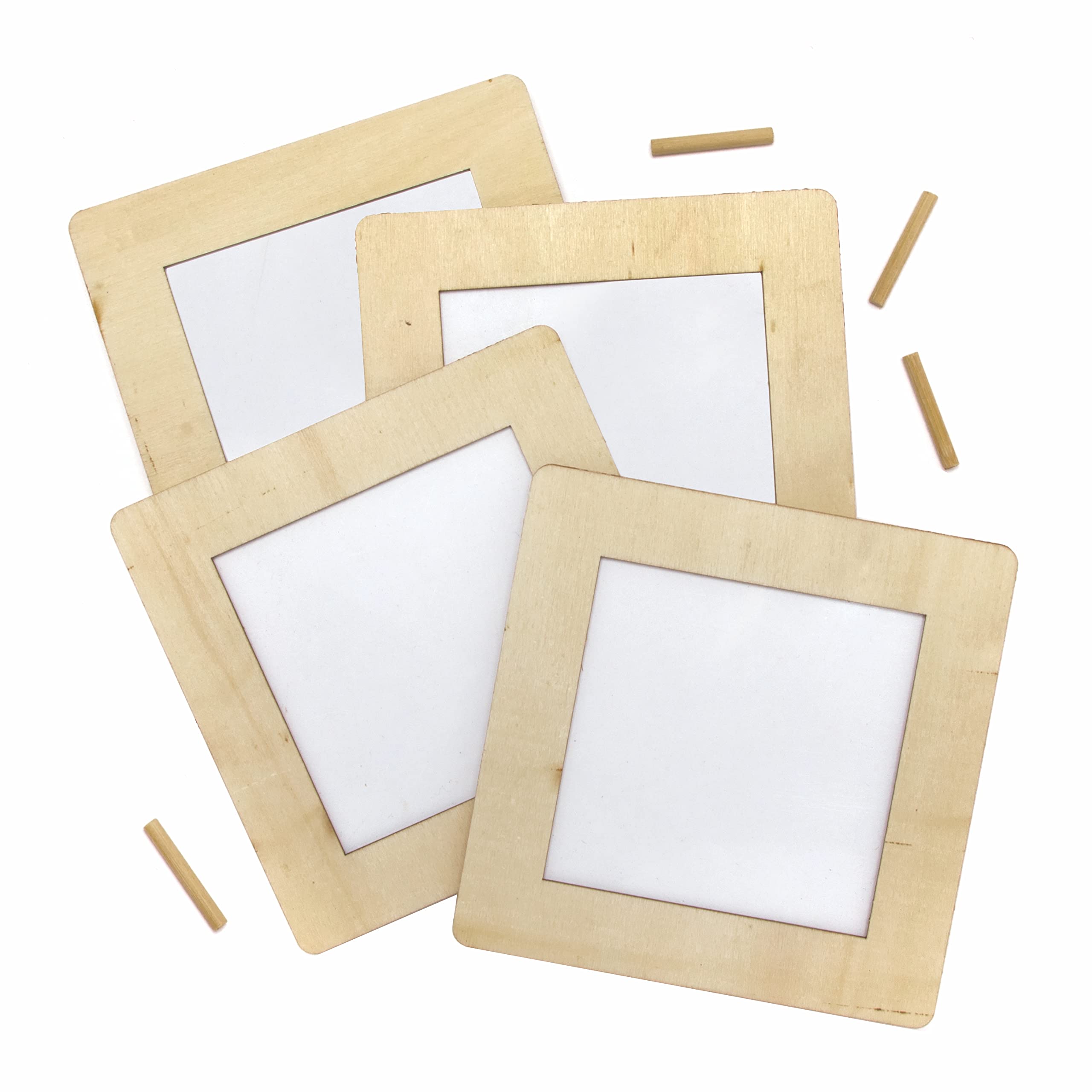 Baker Ross AX681 Square Photo Frames - Pack of 4, Photo Decorations for Children to Personalise and Display