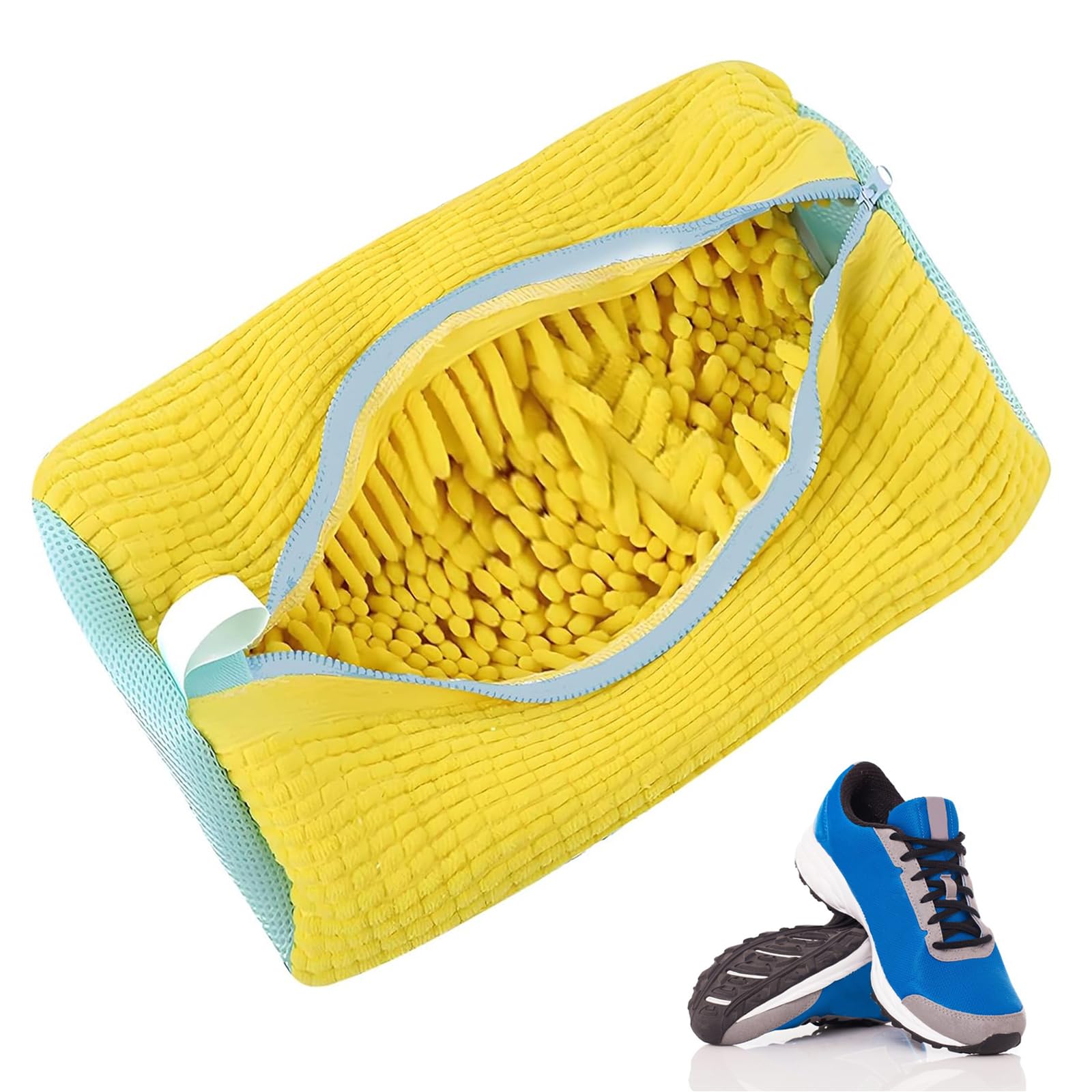 Lymshine Shoe Washing Machine Bag, 1pc Laundry Shoe Bags for Washing Machine Reusable, Trainer Shoe Wash Bag, Shoe Laundry Bags with Hidden Zipper Design, Non-Tangle, Yellow