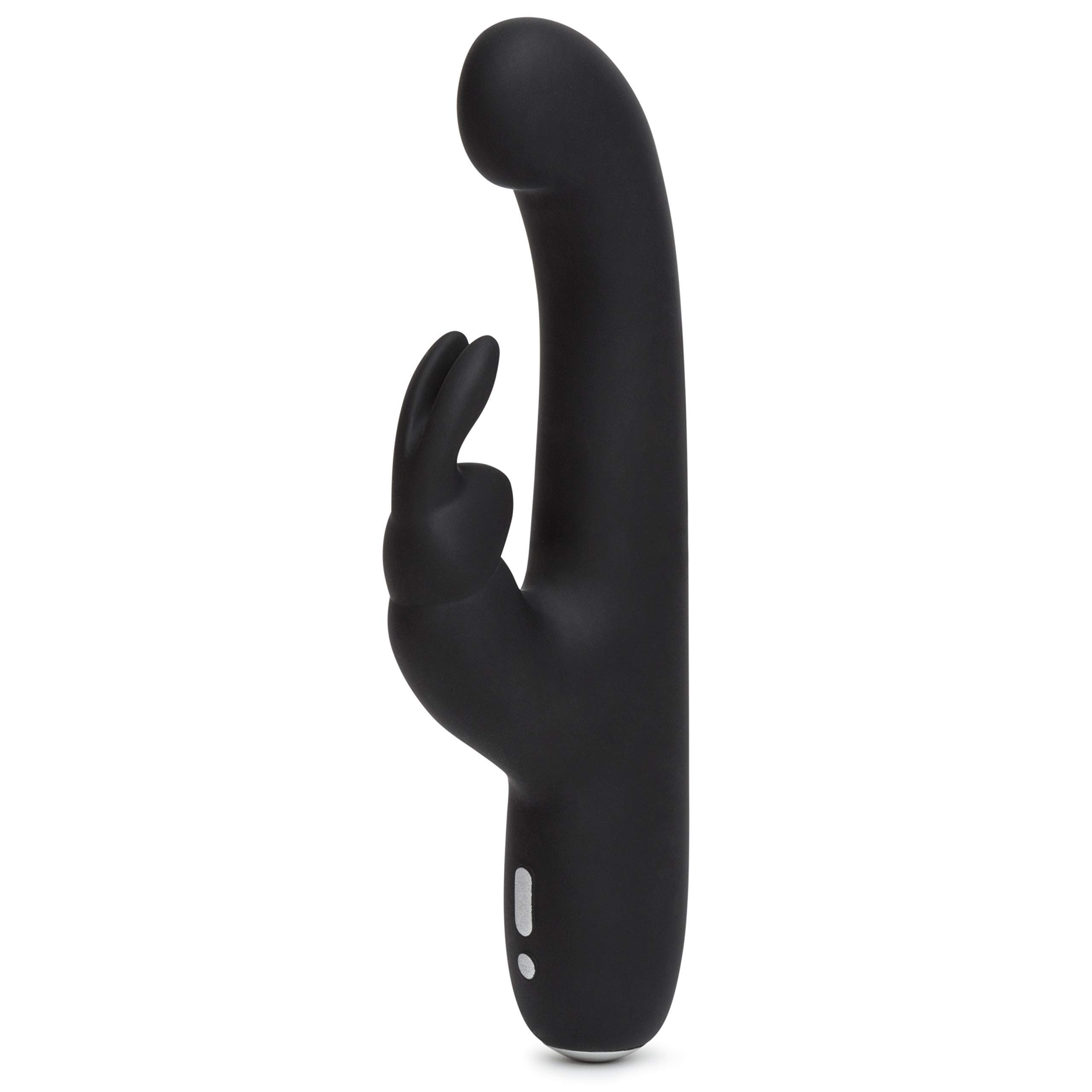 Lovehoney Happy Rabbit Vibrator - 4.5 Inch Slimline Silicone G Spot Vibrator for Women - 15 Vibration Mode Adult Sex Toy - Rechargeable & Waterproof - Black