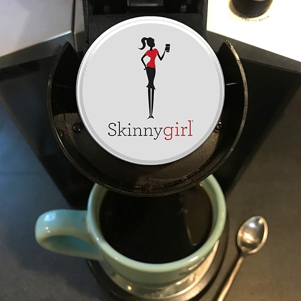 SKINNYGIRL HALF CAFF COFFEE PODS FOR KEURIG K CUPS BREWERS, REDUCED CAFFEINE MEDIUM ROAST COFFEE IN SINGLE SERVE CUPS, 24 COUNT