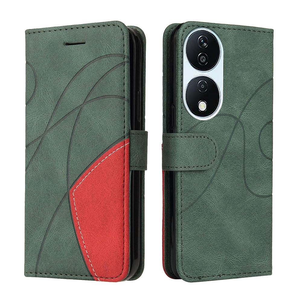 XINNI Protective Phone Case for Honor 90 Smart 5G, PU/TPU Vintage Flip Leather Shockproof Cover Magnetic Book Style Wallet, Green — image 1