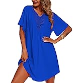 Supnier Women's Bathing Suit Cover Up Dress Lace Crochet V Neck Summer Beach Bikini Swimsuit Coverup