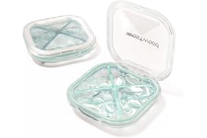 HYJERYTY 1 Pack Small Green Pill Organizer, 4 Compartments, Compact Stylish Travel Camping Pill Box Case, Portable and Moistureproof to Store Vitamins, Medication and Supplements