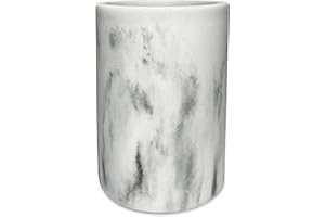 ZAHARI HOME Santorini Resin Bathroom Tumbler - Decorative Toothbrush Holder Cup for Bathroom Vanity Organizer and Countertop Decor White