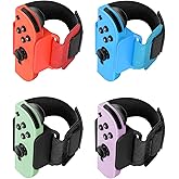 [4 PACK] Wristband for Just-Dance 2026 2025 2024 2023 Nintendo Switch/ for Zumba Burn It Up, Band for Joy-Con Grip, Adjustable Wrist Strap for Adult Teens and Kids, Skin-Kindly (Black Black/ Red Blue)