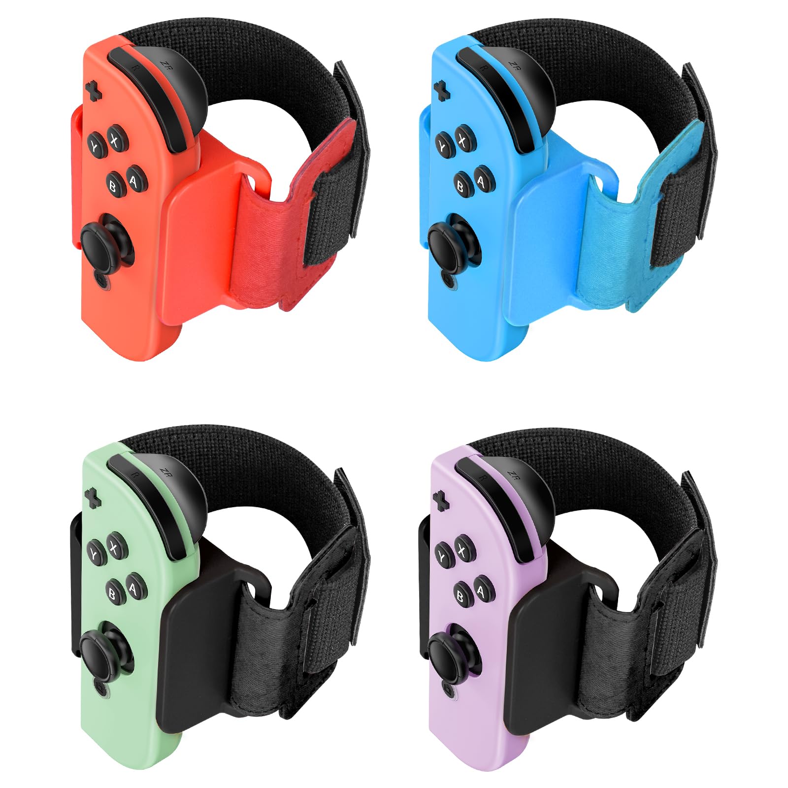 Photo 1 of [4 Pack] Wristband for Just-Dance 2026 2025 2024 2023 Nintendo Switch/for Zumba Burn It Up, Band for Joy-Con Grip, Adjustable Wrist Strap for Adult Teens and Kids, Skin-Kindly (Black Black/Red Blue)