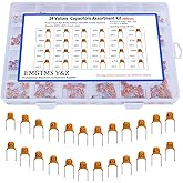 24 Values 480pcs Multilayer Monolithic Ceramic Capacitor Assortment Kit | 10pF-10uF Capacitor Set with Storage Box for Electronics Projects, Ideal for Hobbyists and Engineers