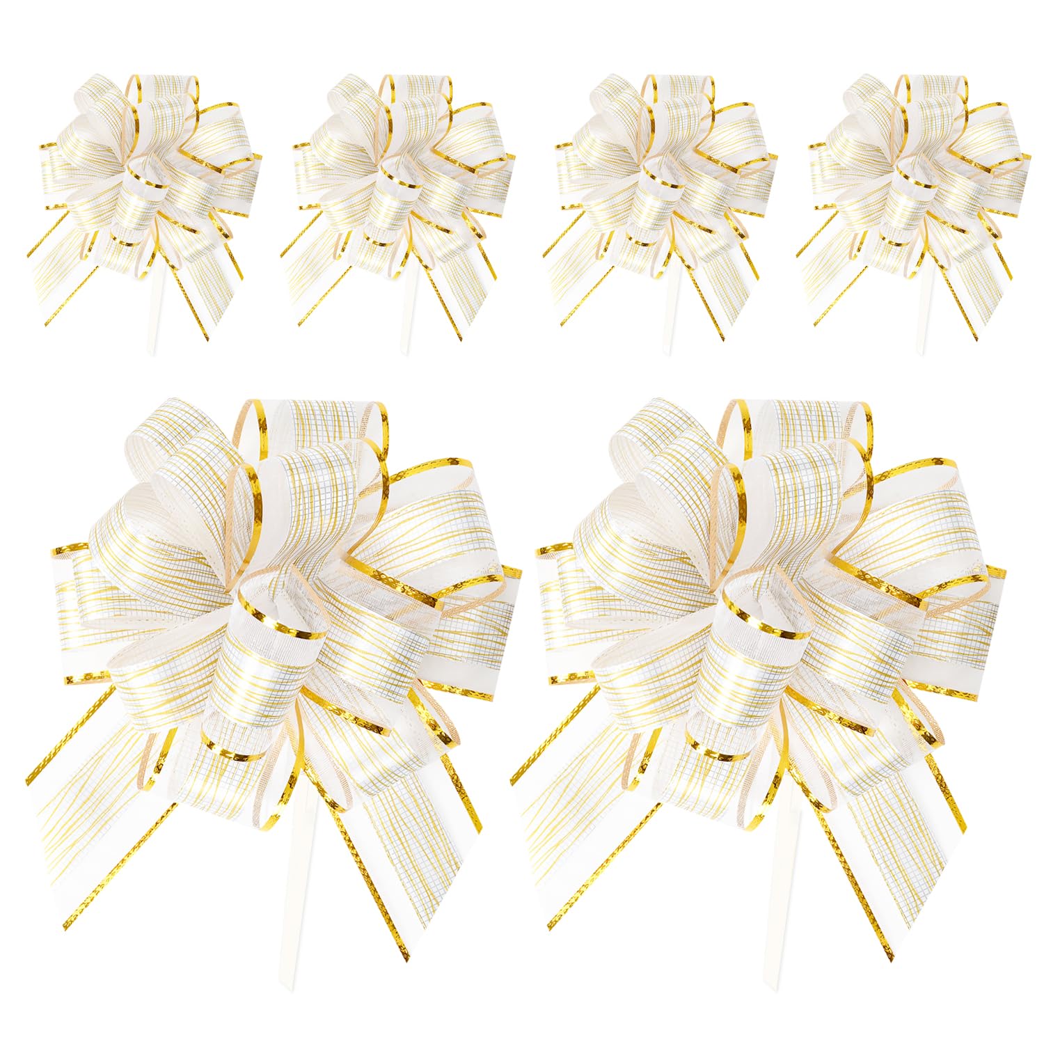 RIVIEVAL 6Pcs Pull Bows, 6.3inch Bows For Gift Wrapping white Bows For Gift Wrapping Large Bows For Gift Wrapping Wedding Ribbon For Gift Wrapping, Wedding Decorations, Cars,Baskets(white)