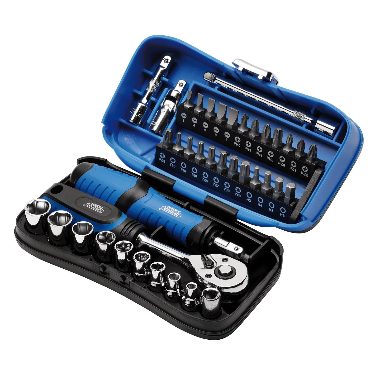 Draper 04713 Expert Socket and Bit Set, 1/4" Sq. Dr. (39 Piece)