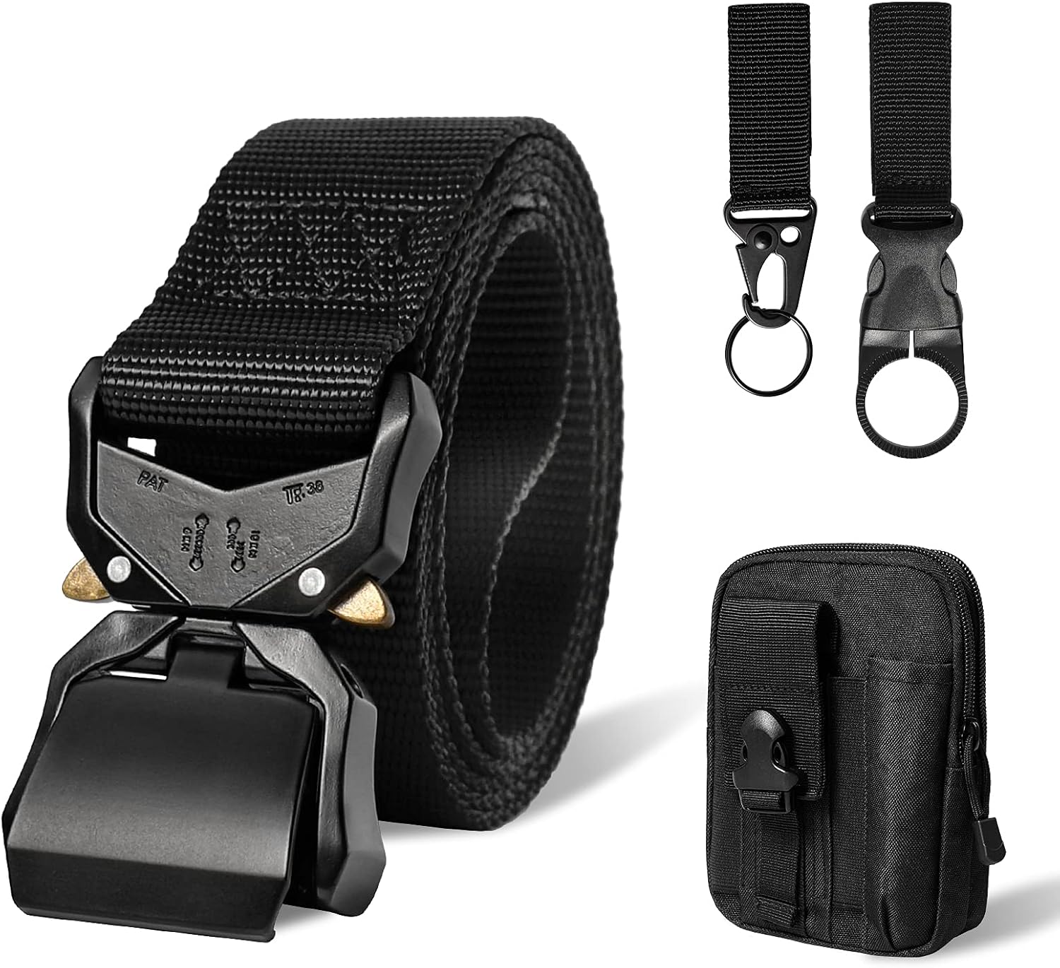 Mens Tactical Belt, Military Style Black bing Belt Heavy Duty Nylon