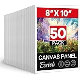 ESRICH 8x10 Canvas for Painting, 8x10 Inch Value Pack of 50, Canvas Boards for Painting, Painting Canvas for Adult & Kids-Cotton Primed Blank Canvas Panels for Oil, Watercolor, Acrylic, Tempera.