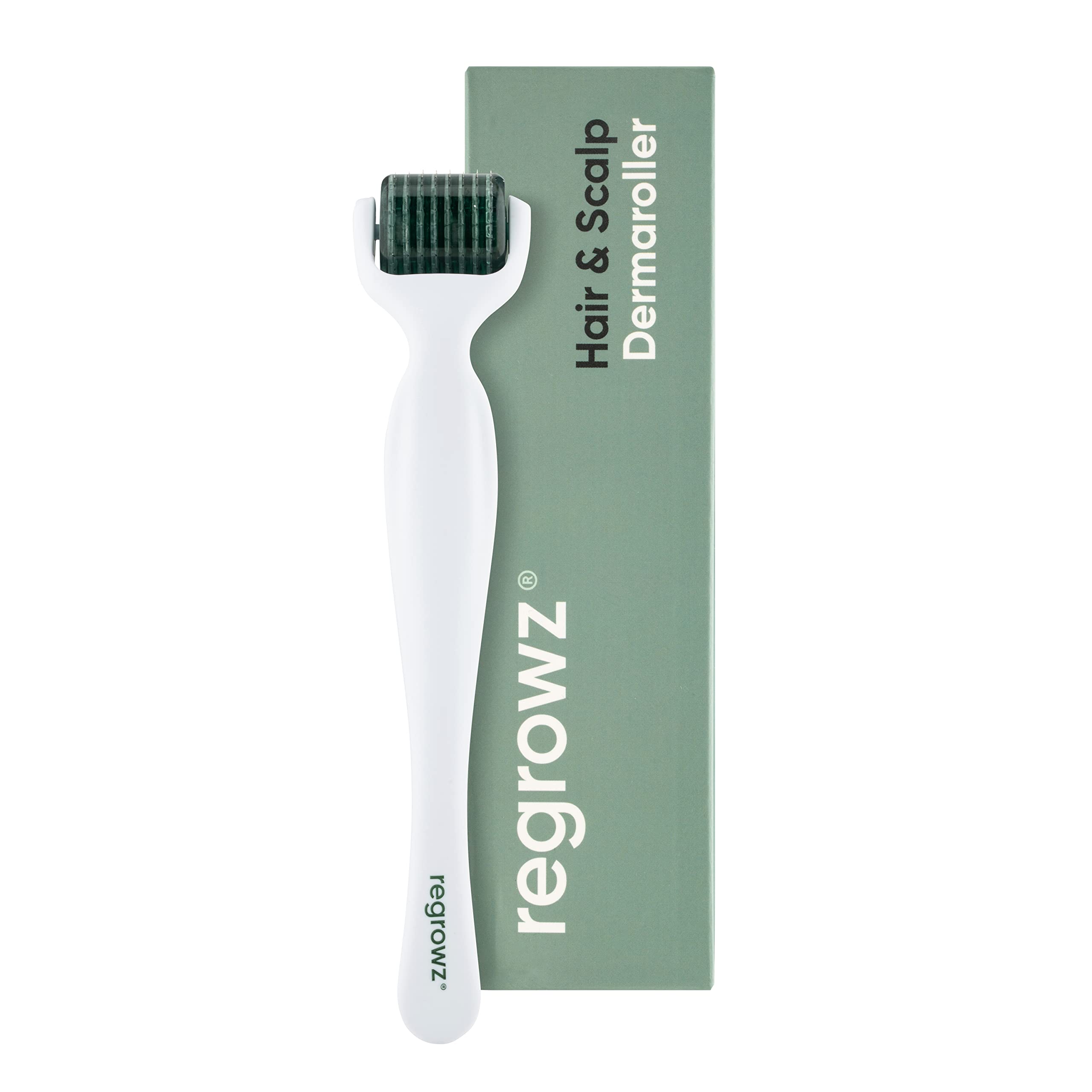 Regrowz Derma Roller for Hair, Scalp, Face & Beard Growth | Multi Functional 192x Titanium Microneedle Roller for Men and Women - Beard & Hair Roller | Encourages Fuller Looking Hair & Beard Growth