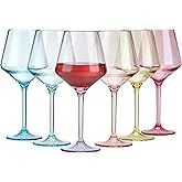 ZAINCA 16-ounce Plastic Stem Wine Glasses, All Purpose Arcylic Glasses, set of 6 Multicolor Reusable Shatter-resistant Dishwasher Safe