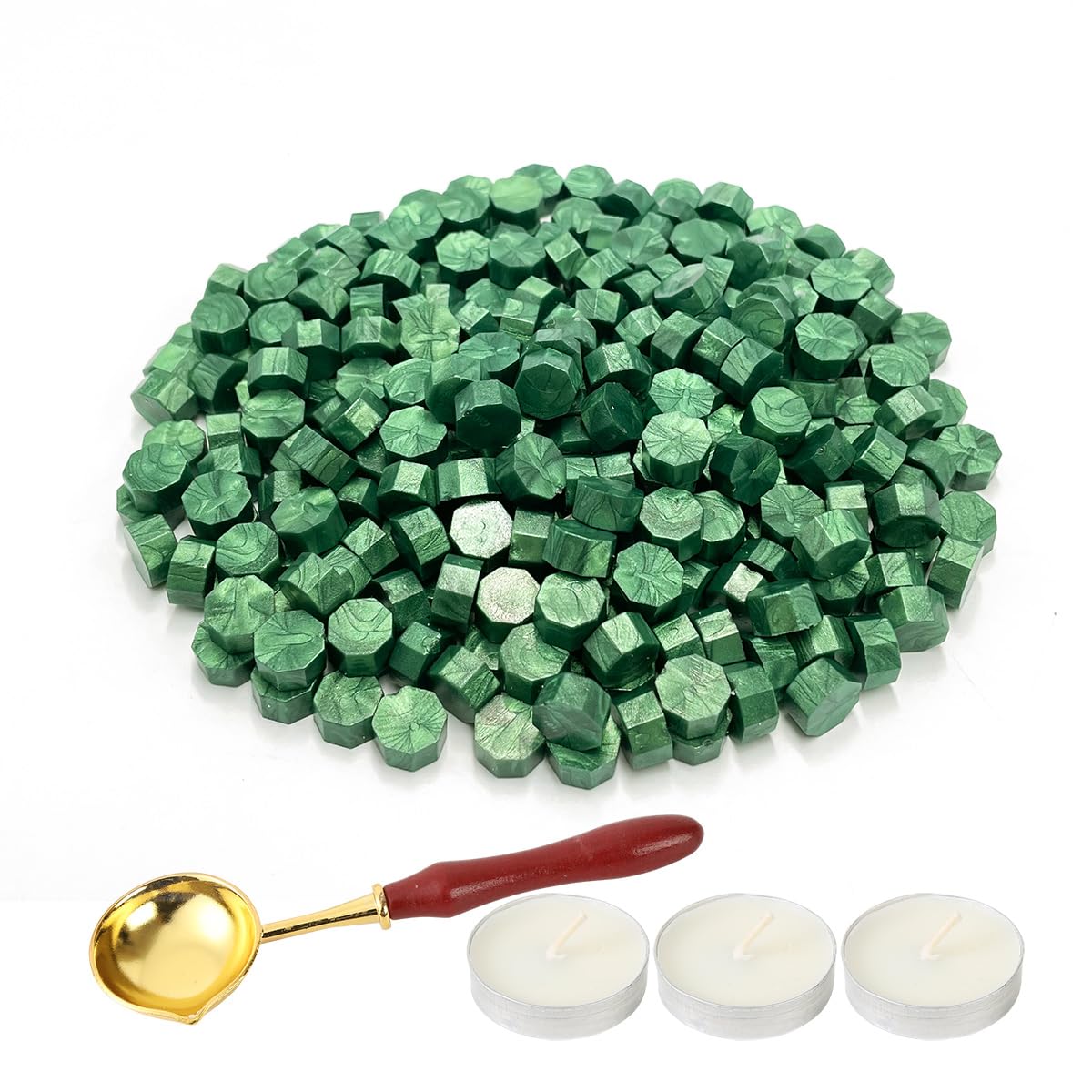 LICQIC Wax Stamp Kit, 300 Pcs Wax Seal Beads with 3 Tea Candles and 1 Melting Spoon, for Invitations, Cards, Envelopes, Wine Packages, Gift Wrapping — image 1