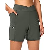G Gradual Women's Athletic Shorts 6" High Waisted Stretchy Bermuda Shorts for Women Quick Dry Summer Casual Shorts