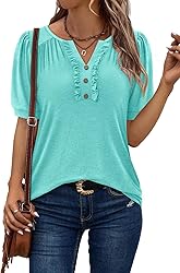 KISSMODA Women's Tunic Tops Casual V Neck Short