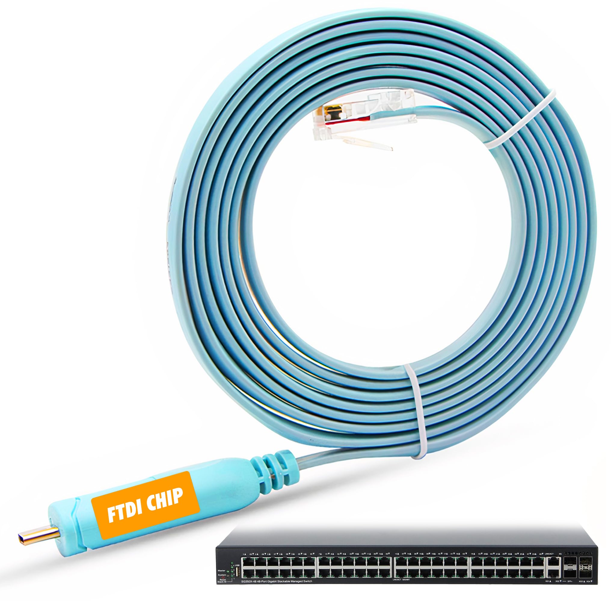 JSM FITNESS USB-C Console Cable for Cisco 1.8m – USB Type C to RJ45 with FTDI Chip for Router, Switch & Firewall Configuration – Cisco Console Cable for MacBook, Linux & Windows