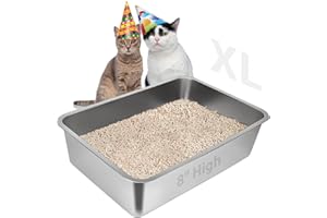 LIHONG Stainless Steel Cat Litter Box,Extra Large Metal Litter Box for Big Cats Kitty Rabbits,No Smell,Non Stick,Easy to Clean(24" Lx16 Wx8 H,XL)