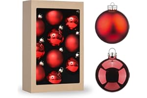 Amooca 2.64'' Christmas Glass Balls Decoration Festival Party Home Decors Holiday Xmas Tree Hanging Ornaments Set 10pc Wine Red