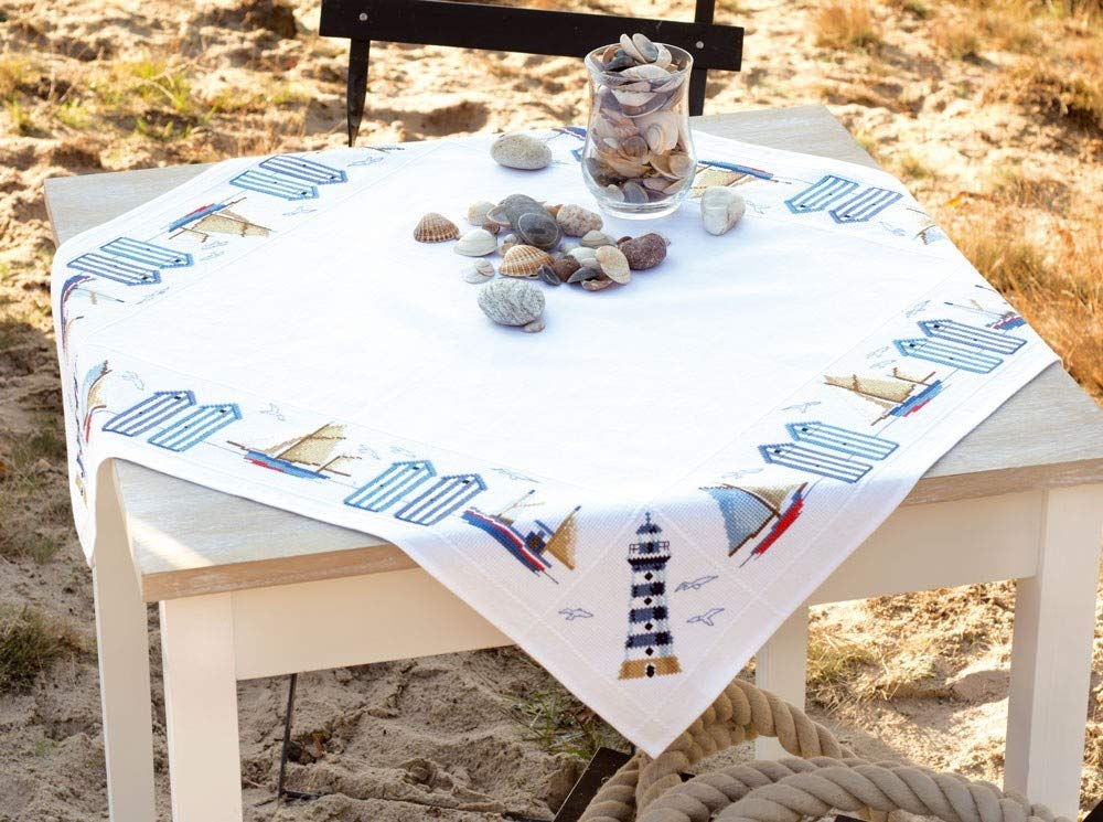 Vervaco "Beach Tablecloth Counted Cross Stitch Kit, 100 Percent Cotton, Multi-Colour