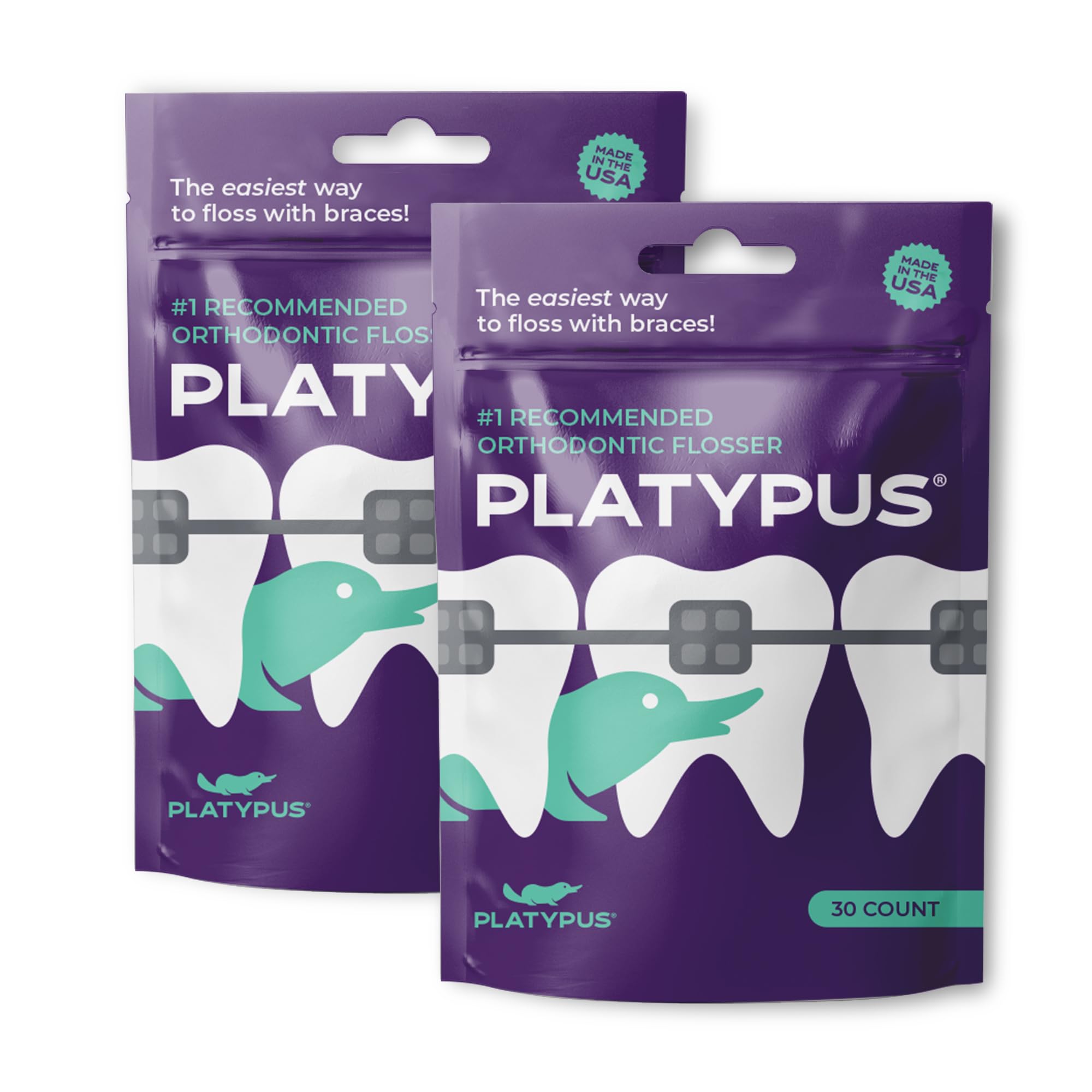 Platypus Orthodontic Flossers for Braces, 30 Count
