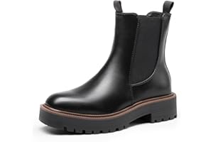 DREAM PAIRS Women's Chelsea Ankle Boots Square Toe Fashion Low Heel Lug Sole Platform Fall Booties Shoes