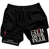 Faith Over Fear Shorts, Christian Shorts for Men, Jesus Short, Christian Clothing, Cross Short