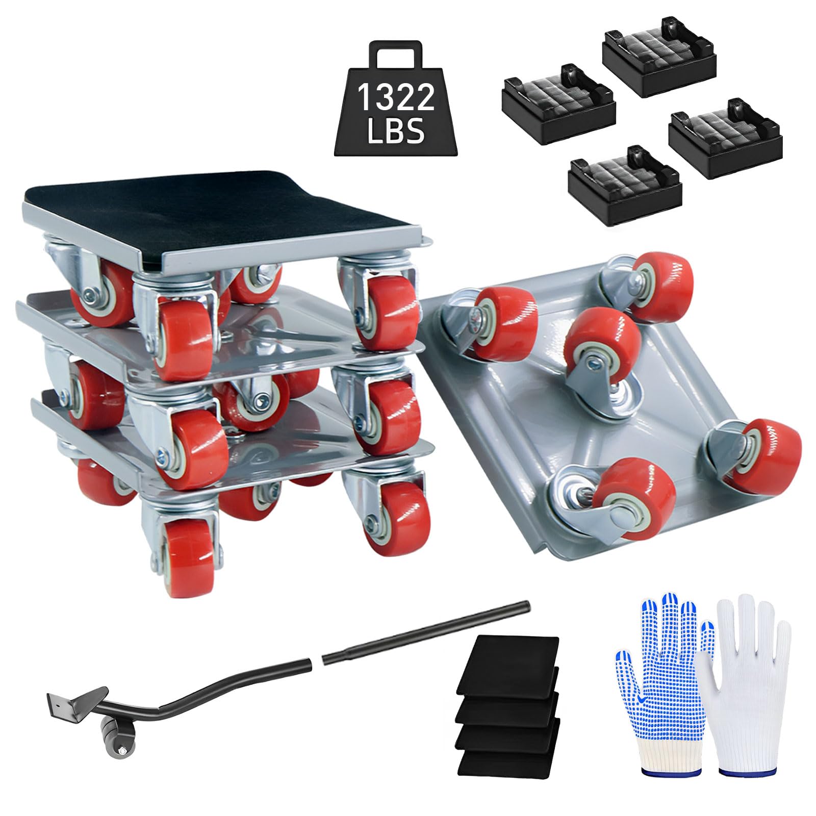 Heavy Duty Furniture Movers with Wheels,Furniture Dolly 5 Wheels,Furniture Movers Sliders 360 Ratating,1322lbs/560kg Load Capacity,Furniture Lift Mover Tool Set for Sofa, Fridge,Washing Machine (Grey)